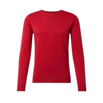 Pull col rond Tom Tailor en coton rouge