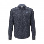 Chemise ajustée Tom Tailor en coton stretch bleu marine à motifs