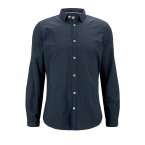 Chemise coupe ajustée Tom Tailor en coton bleu marine à micro motifs blancs