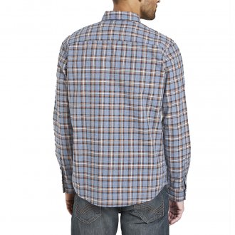 Chemise droite Tom Tailor en coton à carreaux bleu, orange et blanc