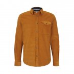 Chemise droite Tom Tailor en coton stretch orange effet velours côtelé