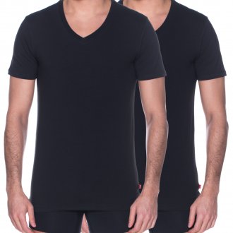 Lot de 2 tee-shirts col V Levi's® en coton stretch noir