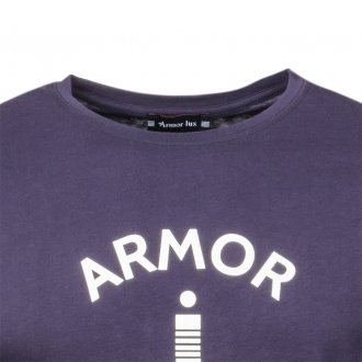 Tee-shirt col rond Armor Lux en coton bleu marine floqué