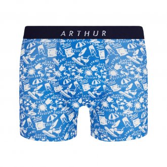 Boxer Arthur Symbol en coton stretch bleu turquoise à motifs blancs