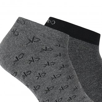Lot de 2 paires de chaussettes basses Calvin Klein en coton mélangé stretch gris anthracite et gris chiné imprimé