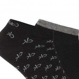 Lot de 2 paires de chaussettes basses Calvin Klein en coton mélangé stretch noir à détails gris