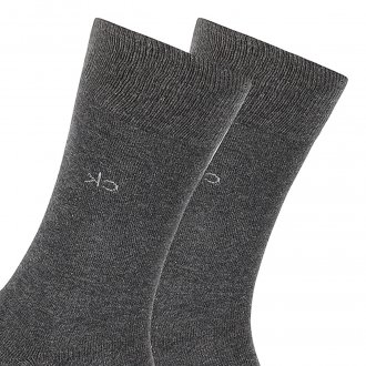 Lot de 2 paires de chaussettes hautes Calvin Klein en coton mélangé stretch gris anthracite