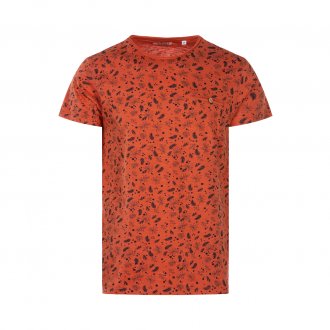 Tee-shirt col rond Deeluxe Bota en coton orange à motifs noirs