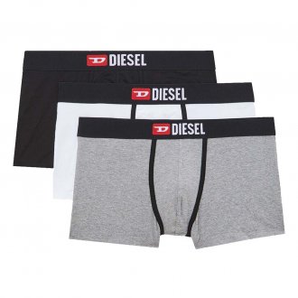 Lot de 3 boxers Diesel Damien en coton stretch blanc, gris chiné et noir