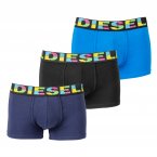 Lot de 3 boxers Diesel Damien en coton stretch noir, bleu marine et bleu turquoise