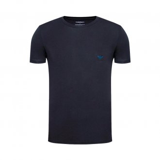 Tee-shirt col rond Emporio Armani en coton bleu marine floqué