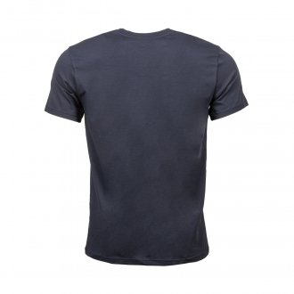 Tee-shirt col V Emporio Armani en coton stretch bleu marine floqué