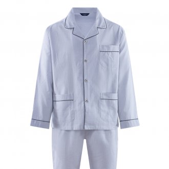 Pyjama long Guasch en coton : chemise et pantalon gris clair