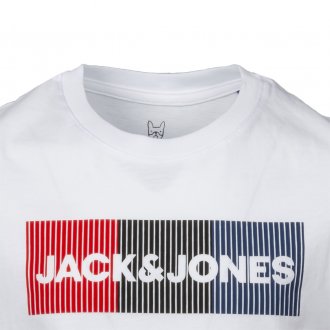 Tee-shirt col rond Jack & Jones Junior Corp en coton blanc floqué