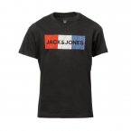 Tee-shirt col rond Jack & Jones Junior Corp en coton noir floqué