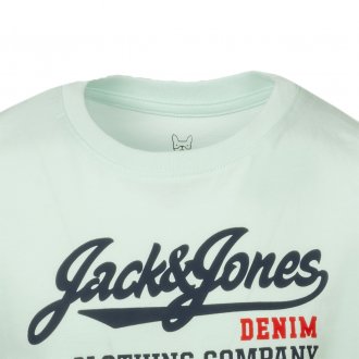 Tee-shirt col rond Jack & Jones Junior Logo en coton vert d'eau floqué