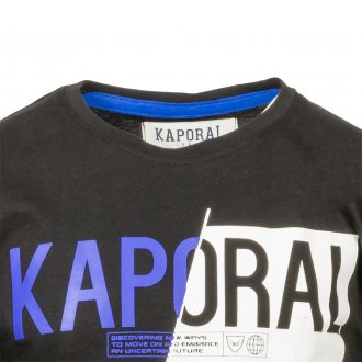 Tee-shirt col rond Kaporal Junior Mayo en coton noir floqué