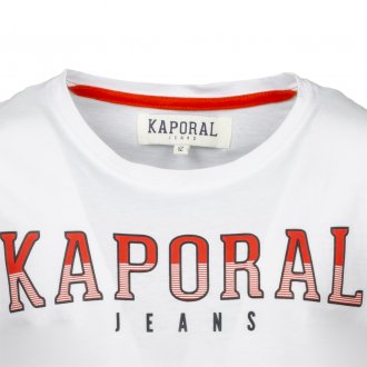 Tee-shirt col rond Kaporal Junior Mena en coton blanc floqué