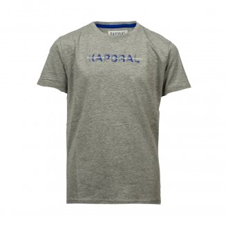 Tee-shirt col rond Kaporal Junior Moden en coton gris chiné floqué