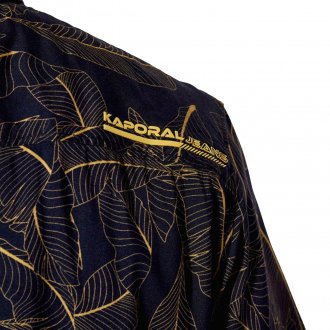 Chemise manches courtes Kaporal Sisal noire à motifs feuilles jaunes