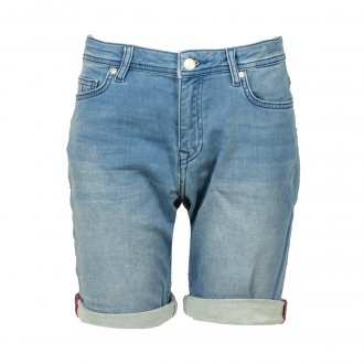 Short en jean Kaporal Junior Deco en coton stretch bleu denim