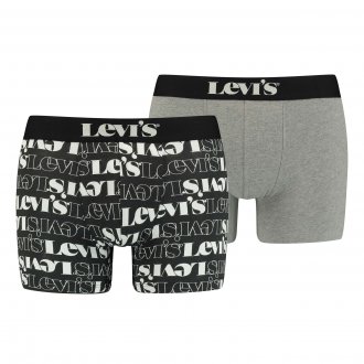 Lot de 2 boxers Levi's® Underwear Logo en coton stretch gris chiné et noir logotypé