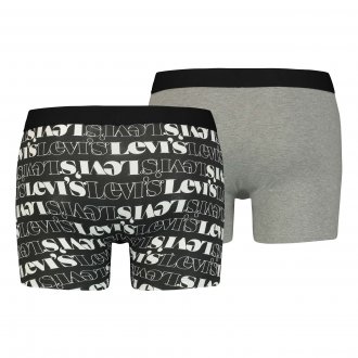 Lot de 2 boxers Levi's Underwear Logo en coton stretch gris chiné et noir logotypé
