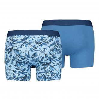 Lot de 2 boxers Levi's Underwear Paradise en coton stretch bleu indigo et bleu clair à motifs bleu marine, bleu nuit et blanc