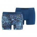 Lot de 2 boxers Levi's® Underwear Tropical en coton stretch bleu indigo et bleu clair à motifs feuilles bleu marine