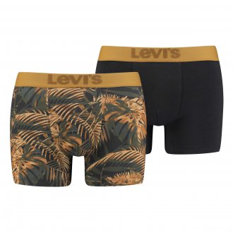 Lot de 2 boxers Levi's Underwear Tropical en coton stretch noir et noir à motifs feuilles orange