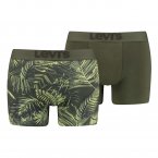 Lot de 2 boxers Levi's Underwear Tropical en coton stretch vert kaki et vert kaki à motifs feuilles vert clair