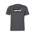 Tee shirt col rond Levis Housemark en coton anthracite floqué noir