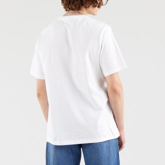 Tee-shirt col rond Levi's® en coton blanc floqué en multicolore à la poitrine