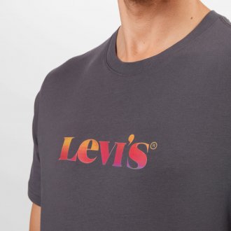 Tee-shirt col rond Levi's en coton gris anthracite floqué