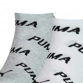 Lot de 2 paires de chaussettes Puma Underwear en coton stretch mélangé blanc et gris clair