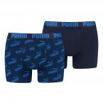 Lot de 2 boxers Puma en coton stretch bleu marine et bleu marine logotypé