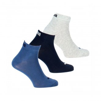 Lot de 3 paires de chaussettes mi-hautes Puma en coton stretch mélangé bleu nuit, gris chiné et bleu marine