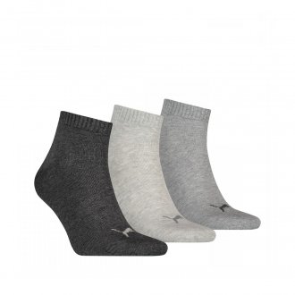 Lot de 3 paires de chaussettes mi-hautes Puma en coton stretch mélangé gris anthracite, gris clair et gris chiné