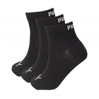 Lot de 3 paires de chaussettes mi-hautes Puma en coton stretch mélangé noir à logo blanc