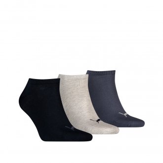 Lot de 3 paires de chaussettes Puma en coton stretch mélangé bleu marine, gris chiné et bleu nuit à logos gris et noirs