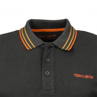 Polo à manches courtes Teddy Smith Pasian en coton noir charbon à détails orange