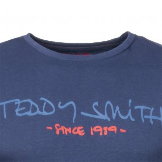 Tee-shirt col rond Teddy Smith Ticlass Basic en coton bleu marine floqué