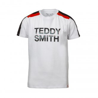 Tee-shirt col rond Teddy Smith Mack en coton blanc floqué bleu marine