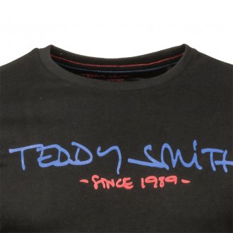 Tee-shirt col rond Teddy Smith Ticlass Basic en coton noir floqué