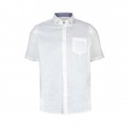 Chemise manches courtes coupe droite Tom Tailor en lin et coton mélangés blanc