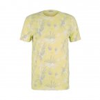 Tee-shirt col rond Tom Tailor en coton jaune à motifs blancs et gris