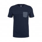 Tee-shirt col rond Tom Tailor en coton bleu marine à micros motifs bleus et gris
