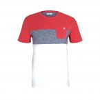 Tee-shirt col rond Tom Tailor en coton mélangé rouge, bleu marine et blanc