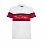 Polo Tommy Hilfiger en coton piqué colorblock blanc, bleu nuit et rouge