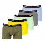 Lot de 5 boxers Tommy Hilfiger en coton stretch vert, jaune, kaki, bleu ciel et gris